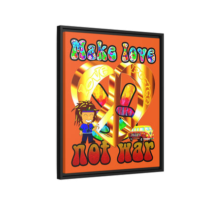 love peace - framed canvas art (orange)
