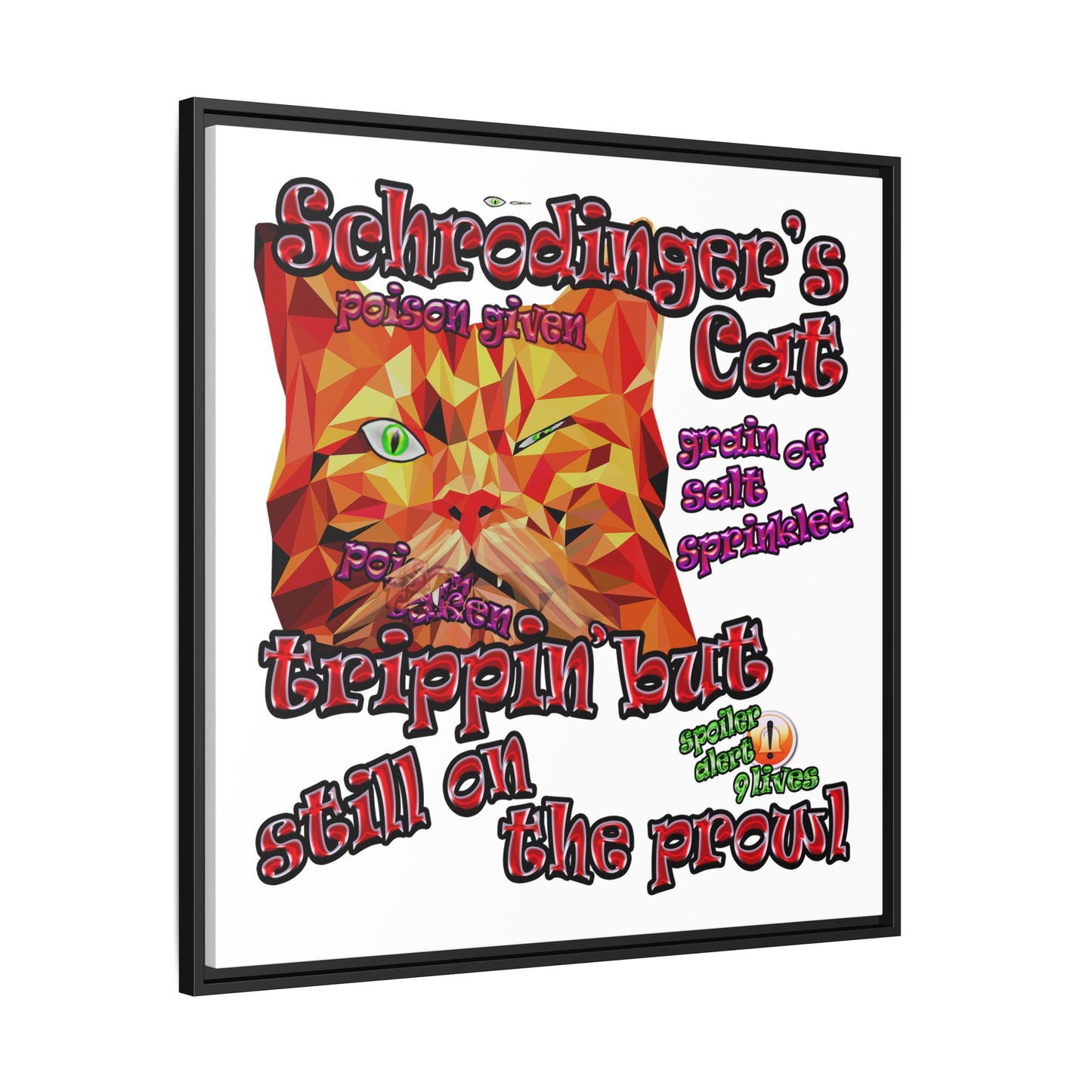 schrodinger's cat - framed canvas art (white)