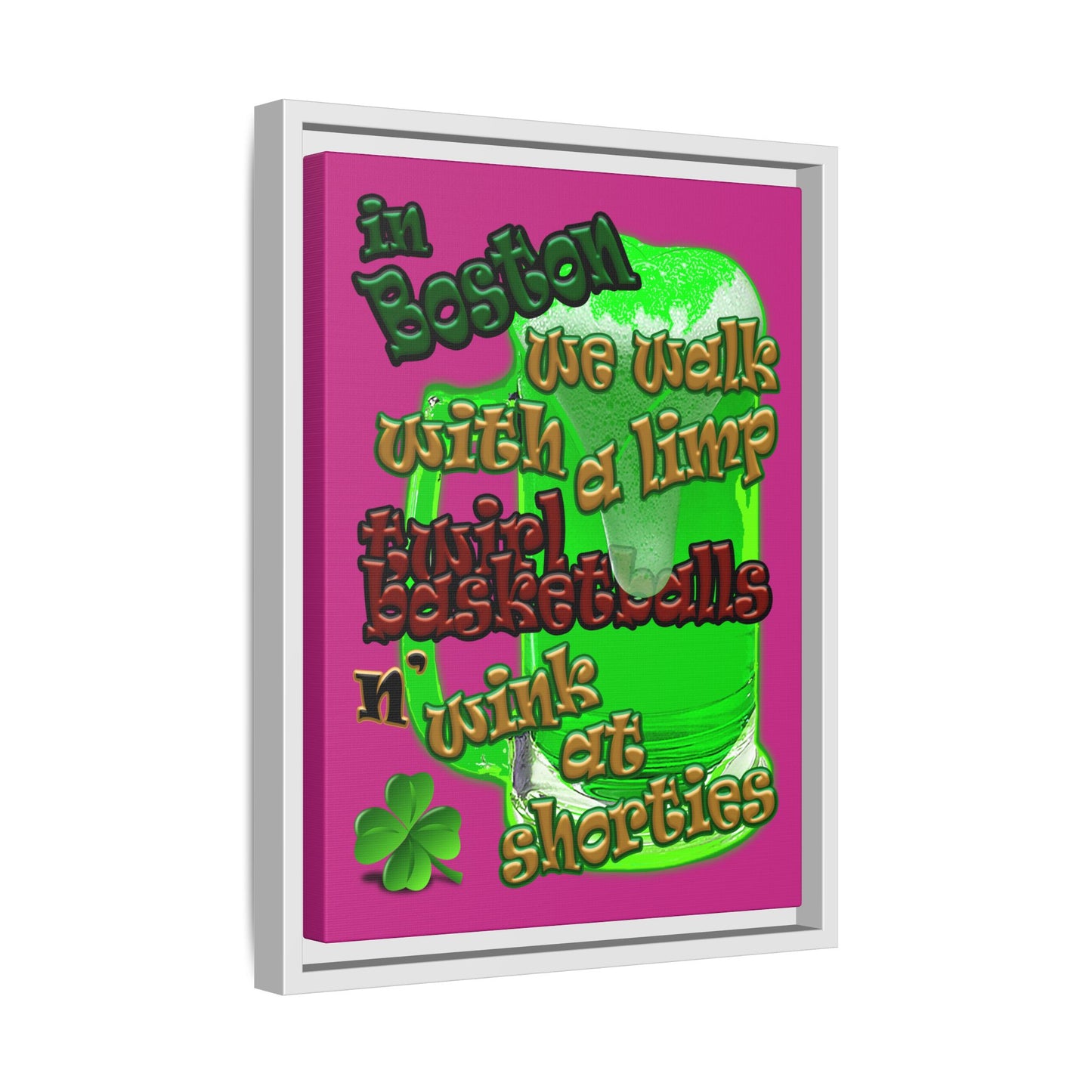 celtics logo - framed canvas art (pink)