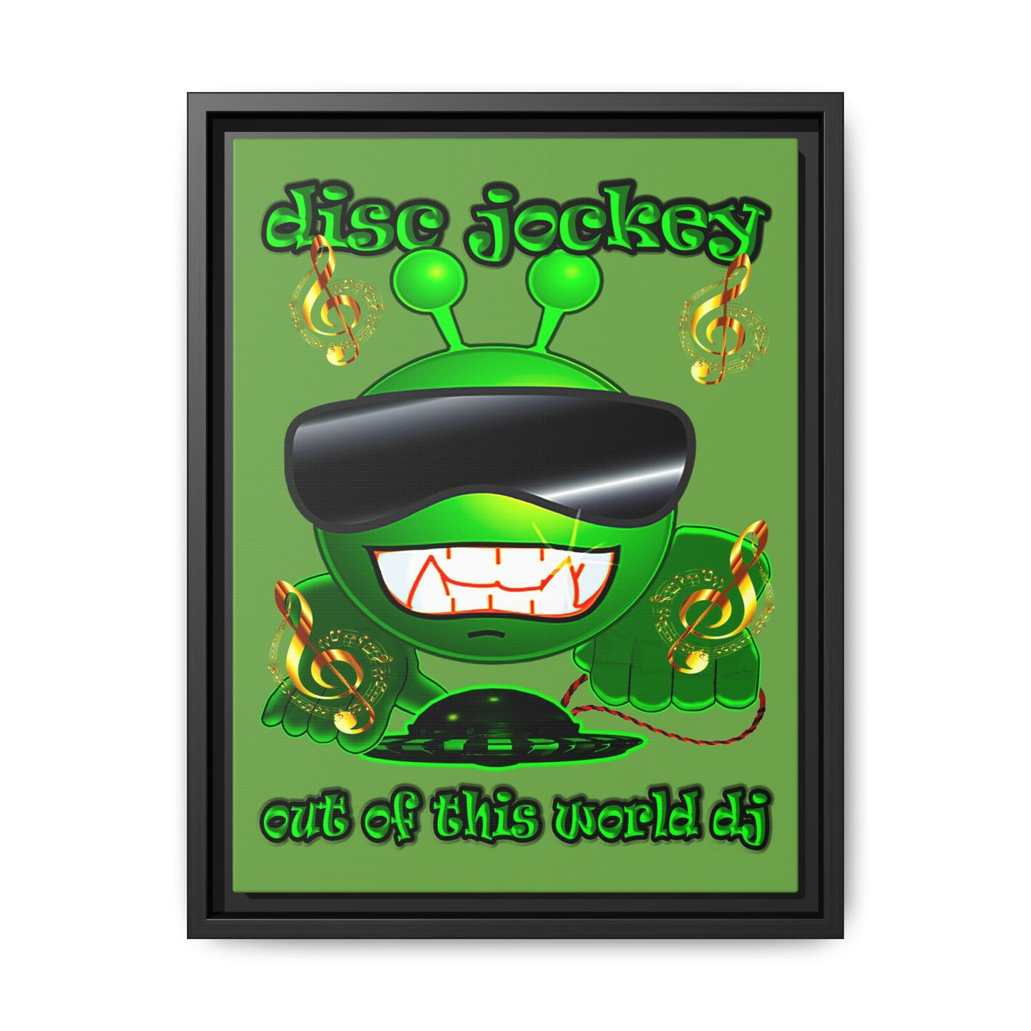 disc jockey - framed canvas art (green)