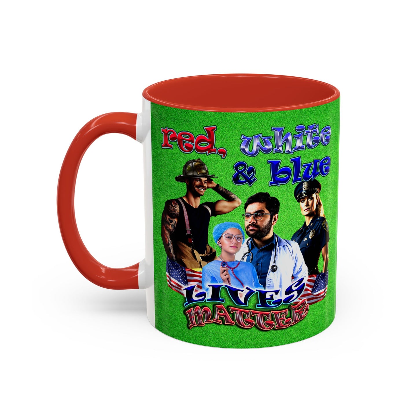 rw&b lives matter - Accent Mug (green turf)