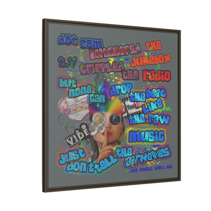 drop the beat - framed canvas art (dark grey)