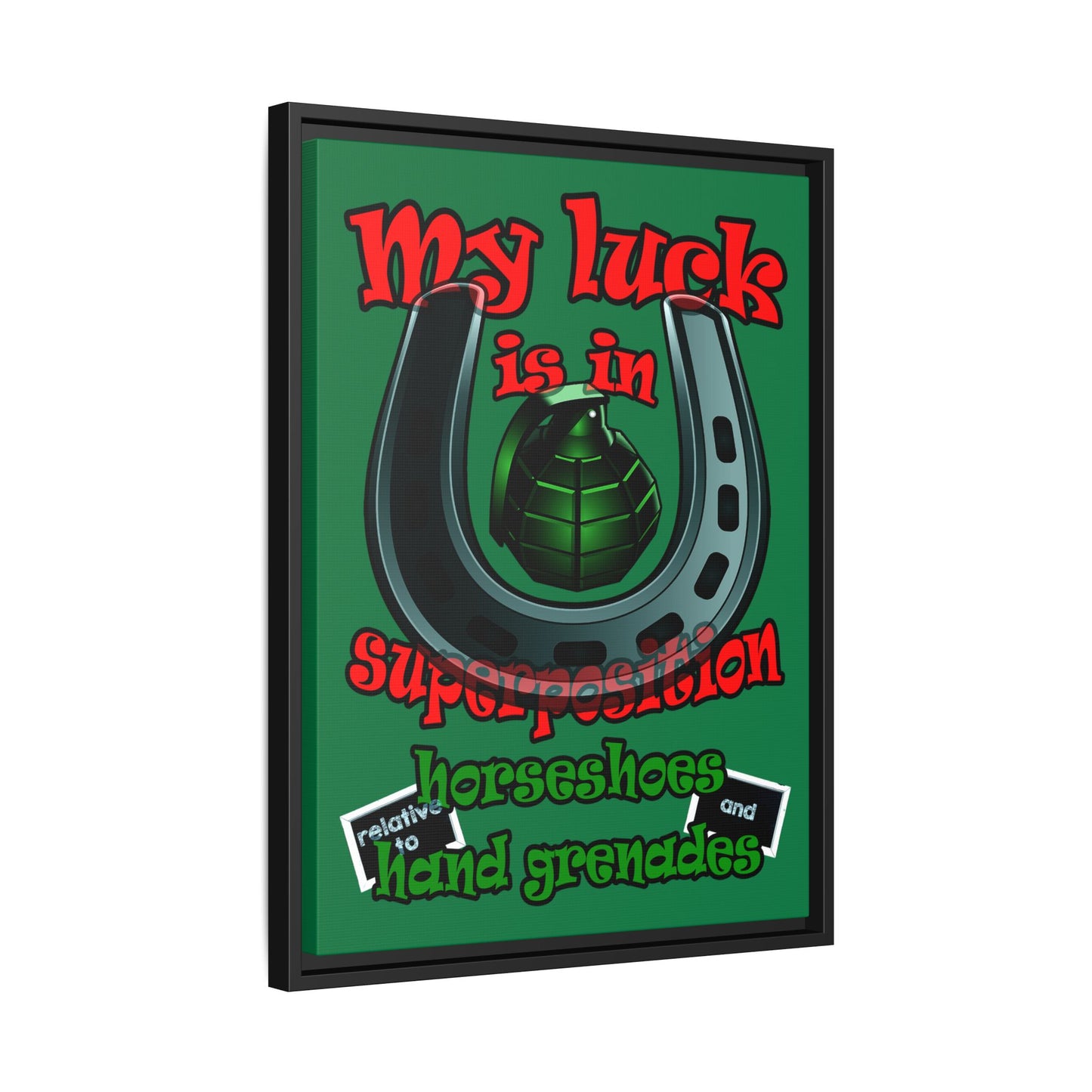 my luck - framed canvas art (dark green)