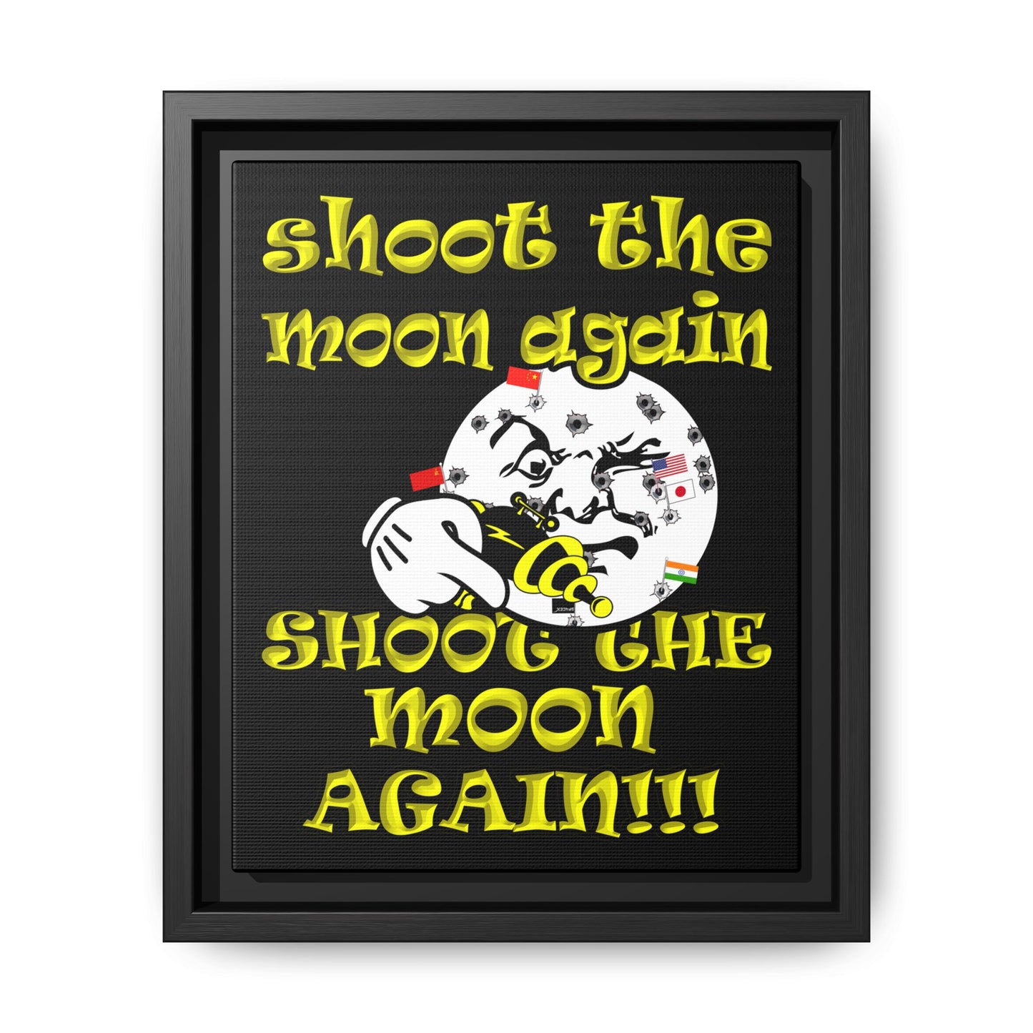 shoot the moon again - framed canvas art (black)