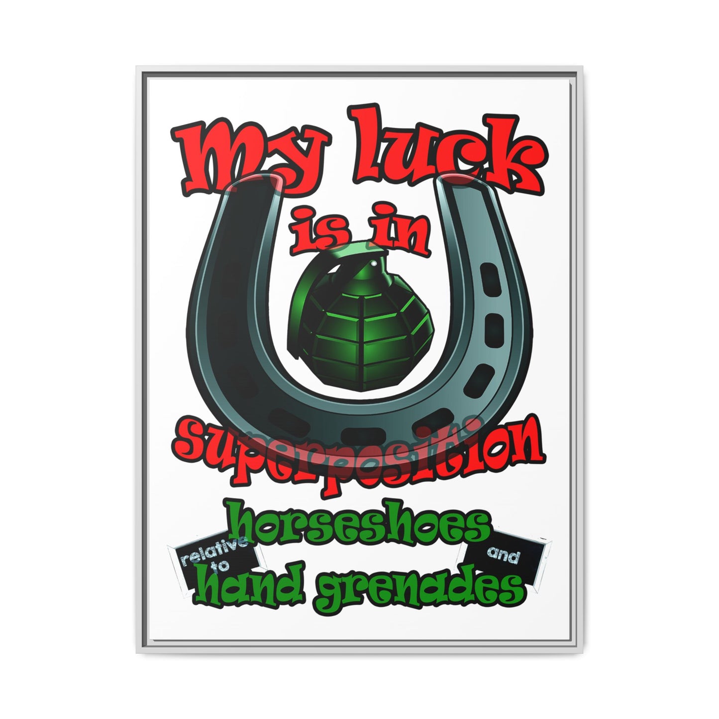 my luck - framed canvas art (white)