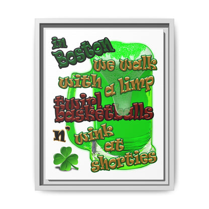 celtics logo - framed canvas art (white)