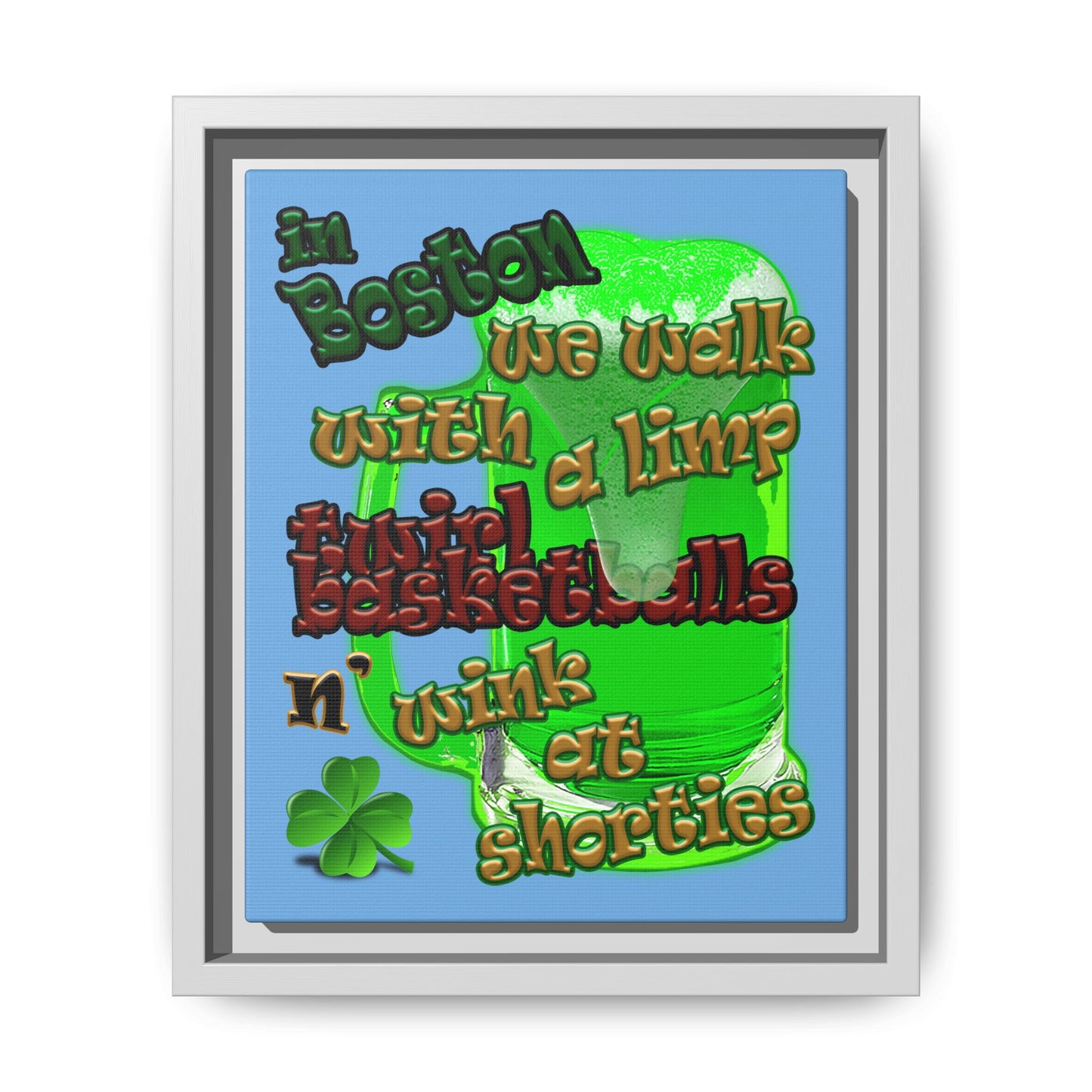 celtics logo - framed canvas art (light blue)