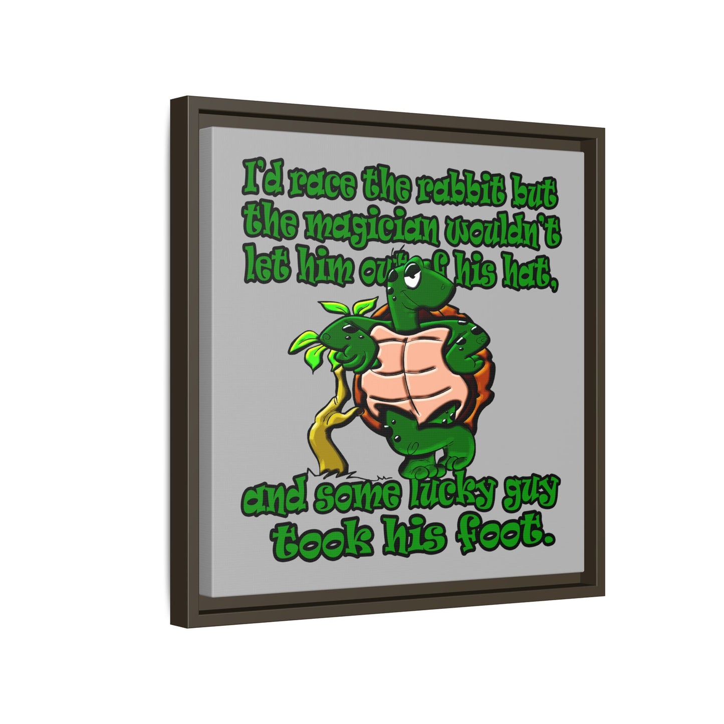 turtle race - framed canvas art (light grey)