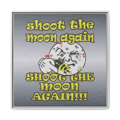 shoot the moon again - framed canvas art (brushed nickel)
