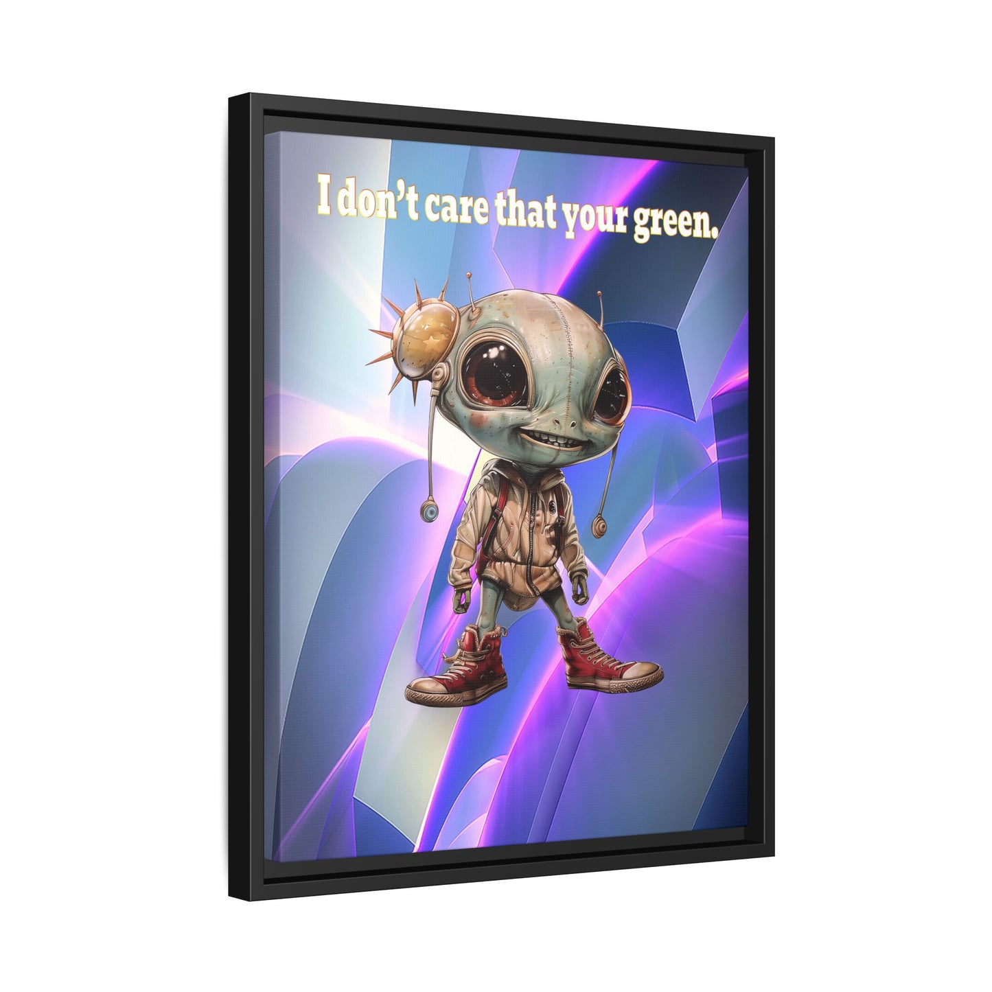 I don't care that your green - framed canvas art (grey-pink wave)