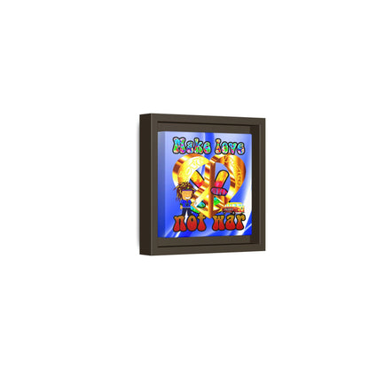 love peace - framed canvas art (blue-white wave)