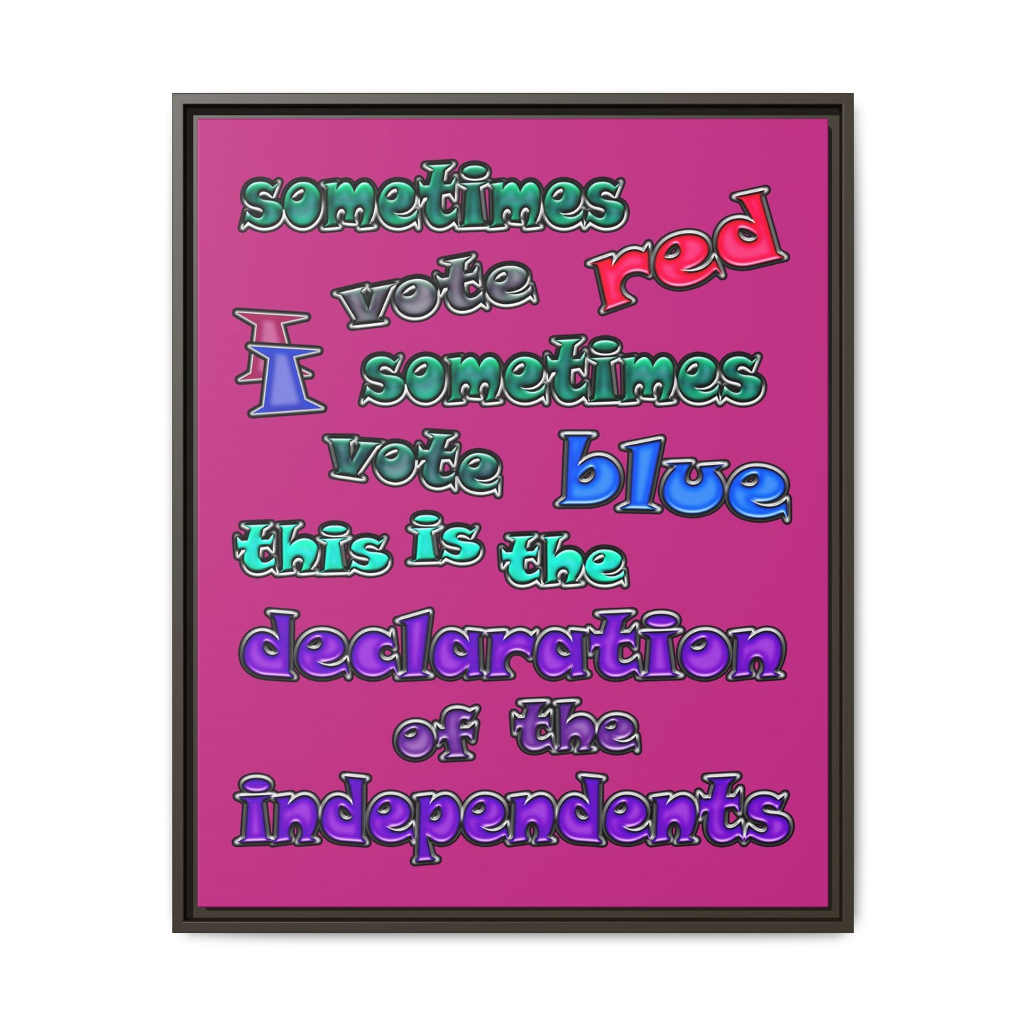 declaration of the independents - framed canvas art (pink)