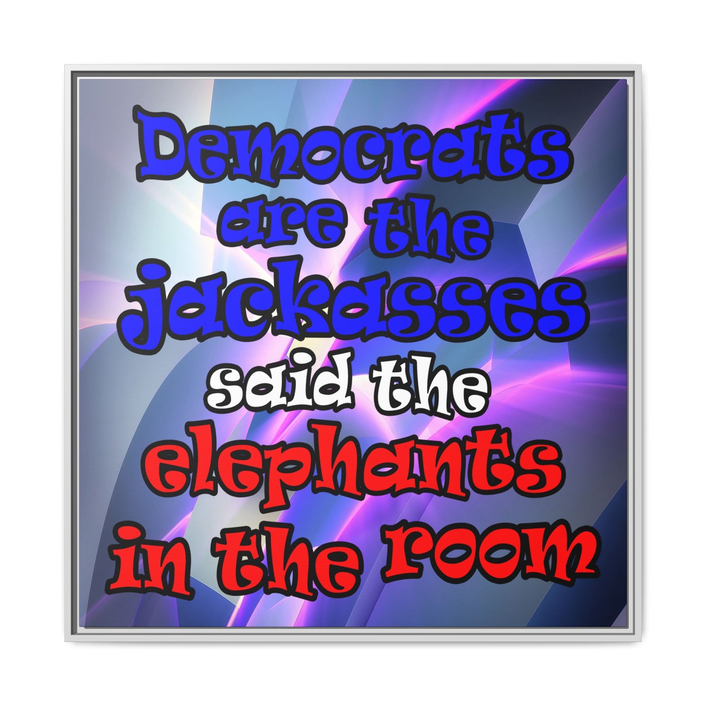 donkeys and elephants - framed canvas art (grey-pink wave)