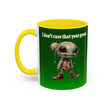 I don't care that your grey - Accent Mug (logo green)