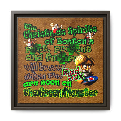 christmas spirits of boston - framed canvas art (brown papyrus)