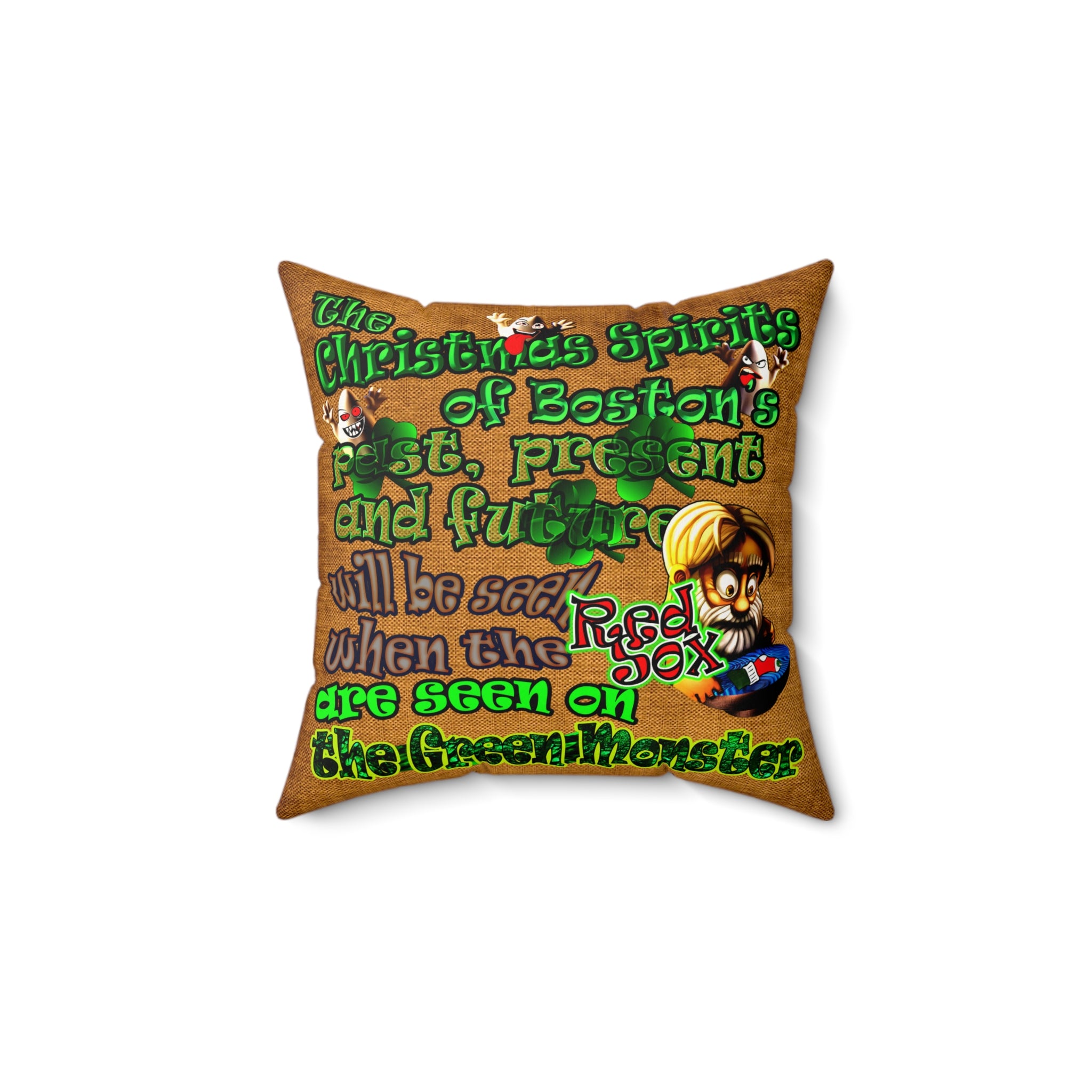 christmas spirits of boston - Faux Suede Square Pillow - (dichromatic brown papyrus)