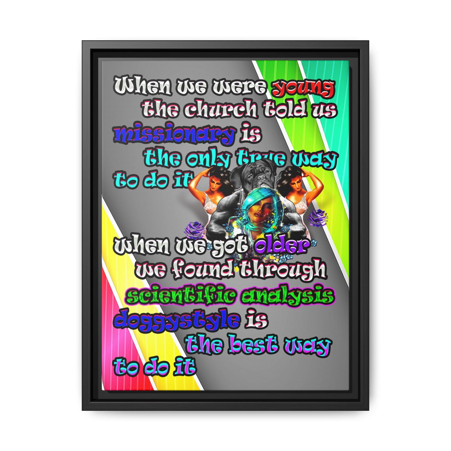 doggystyle - framed canvas art (rainbow split)