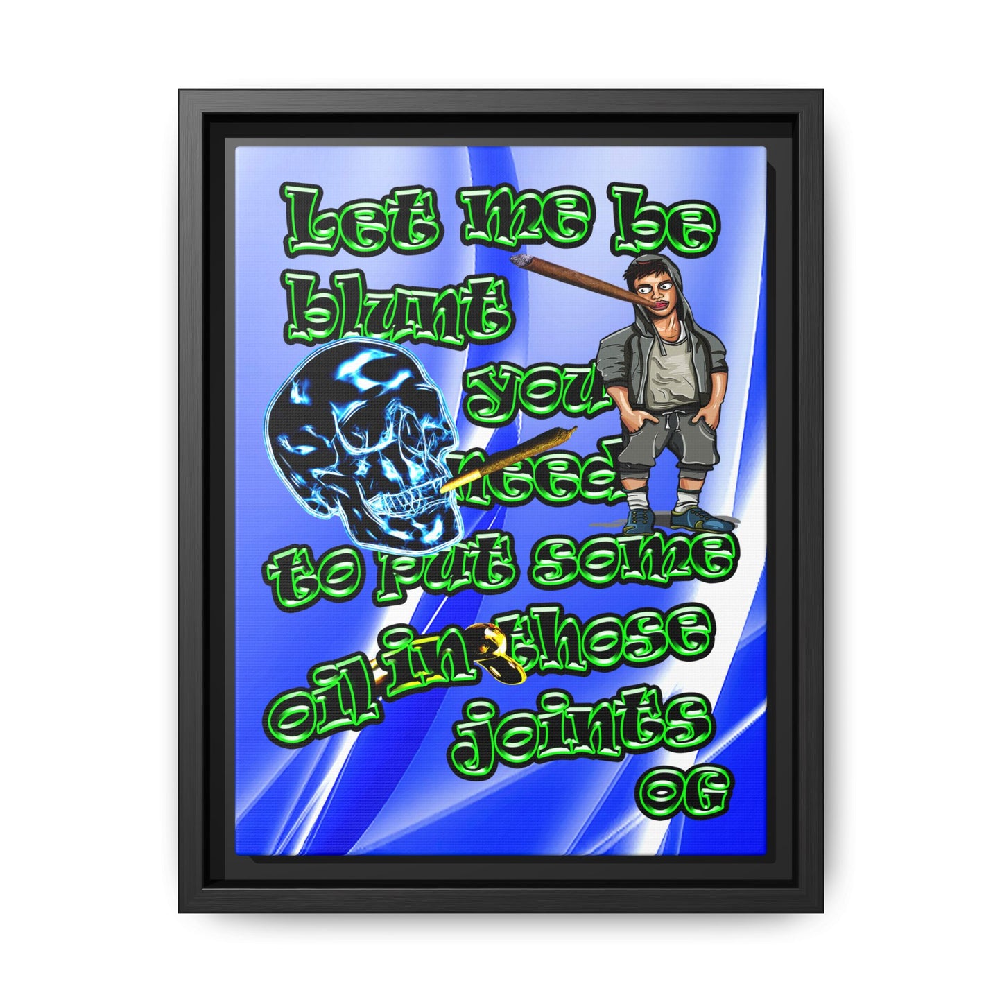 og - framed canvas art (blue-white wave)