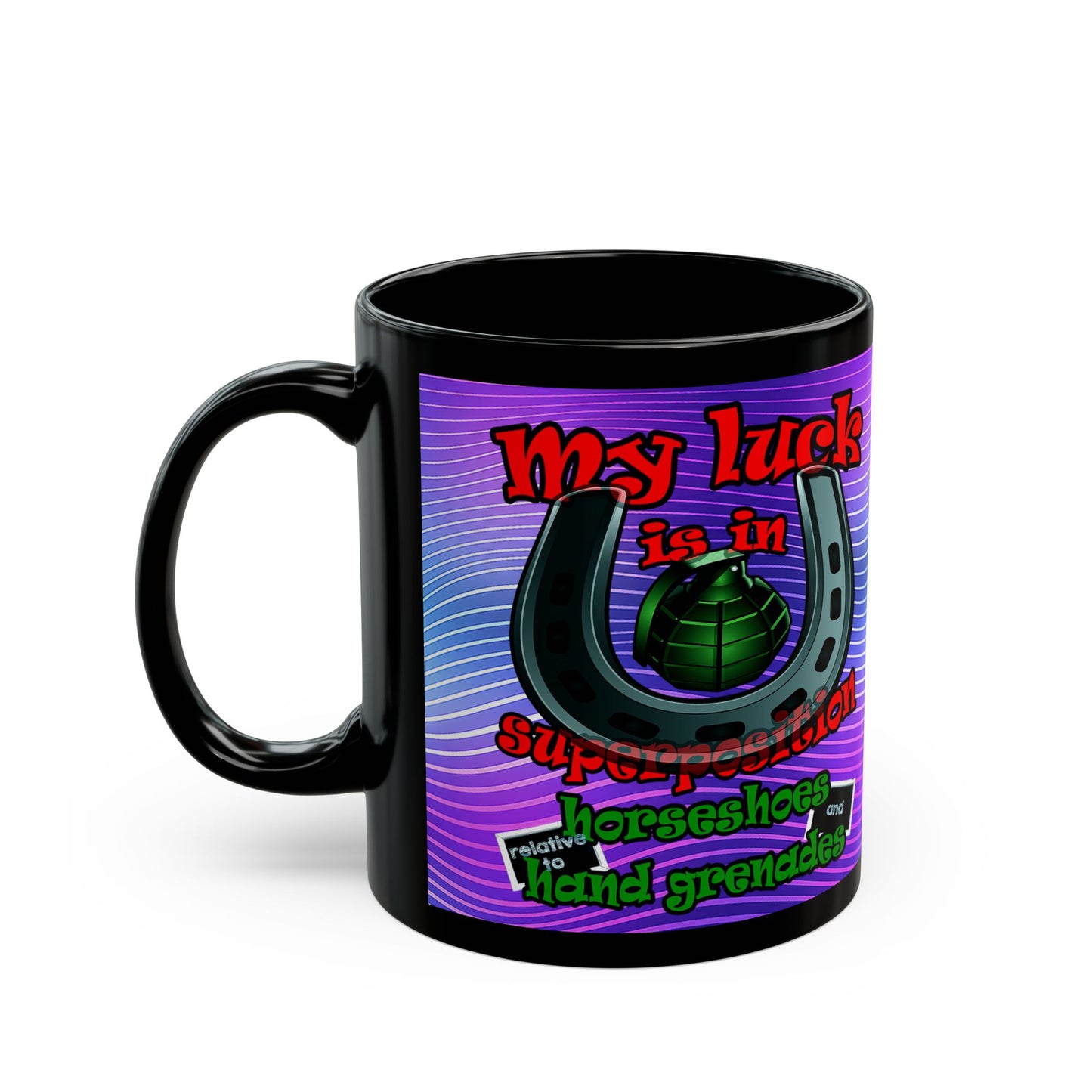 my luck - Black Mug (purple wave)
