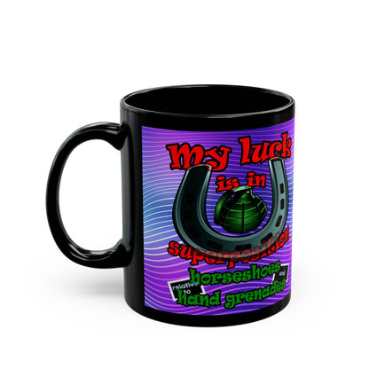 my luck - Black Mug (purple wave)