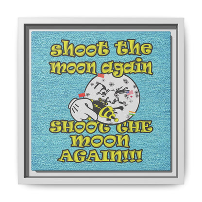 shoot the moon again - framed canvas art (faded blue)
