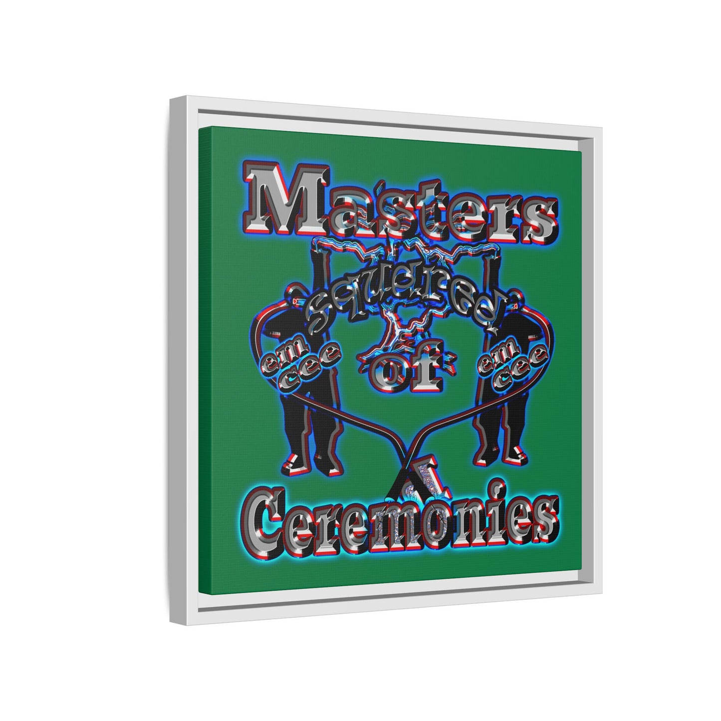 em cee squared - framed canvas art (dark green)
