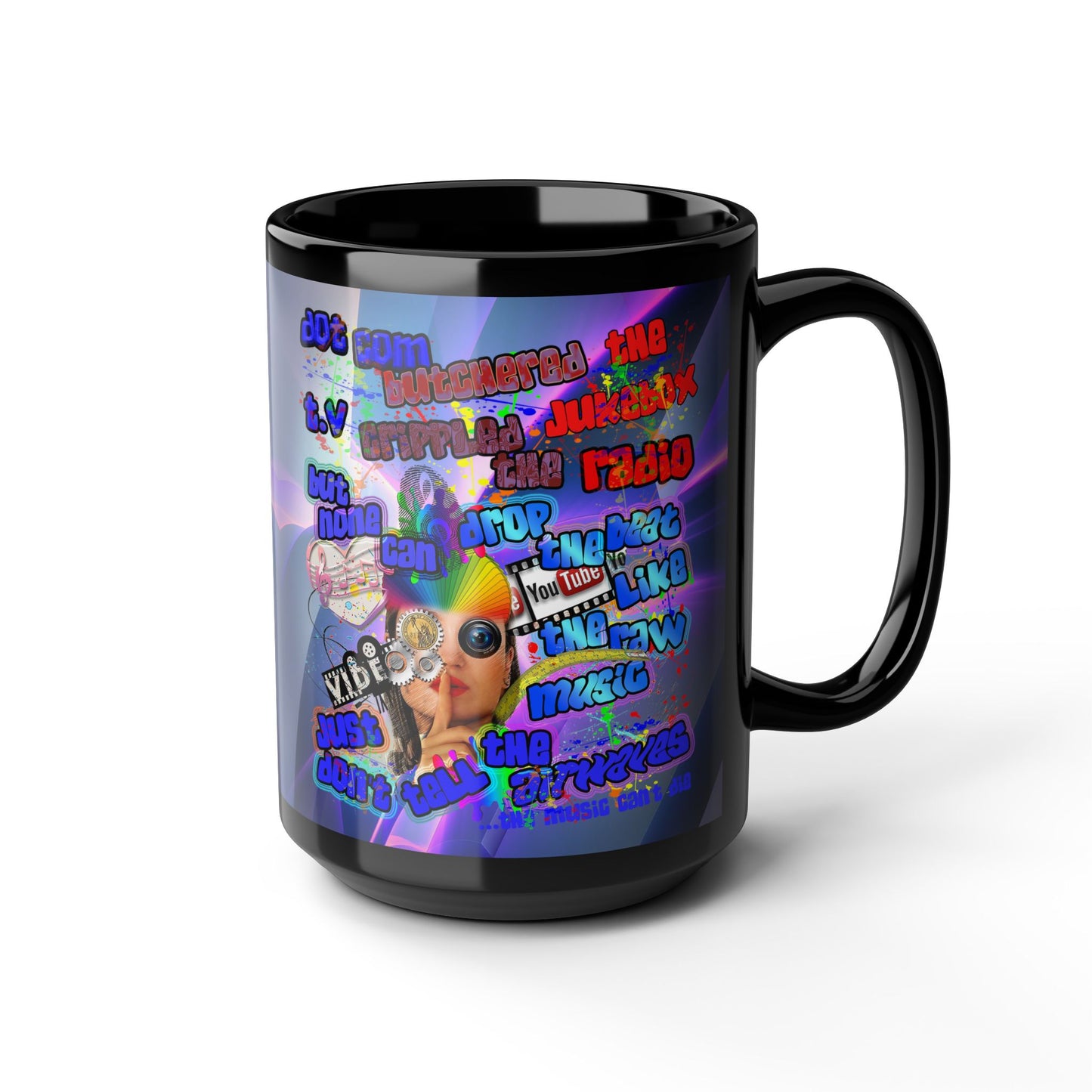 drop the beat - Black Mug (grey-pink wave)