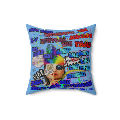 drop the beat - Faux Suede Square Pillow - (light blue)