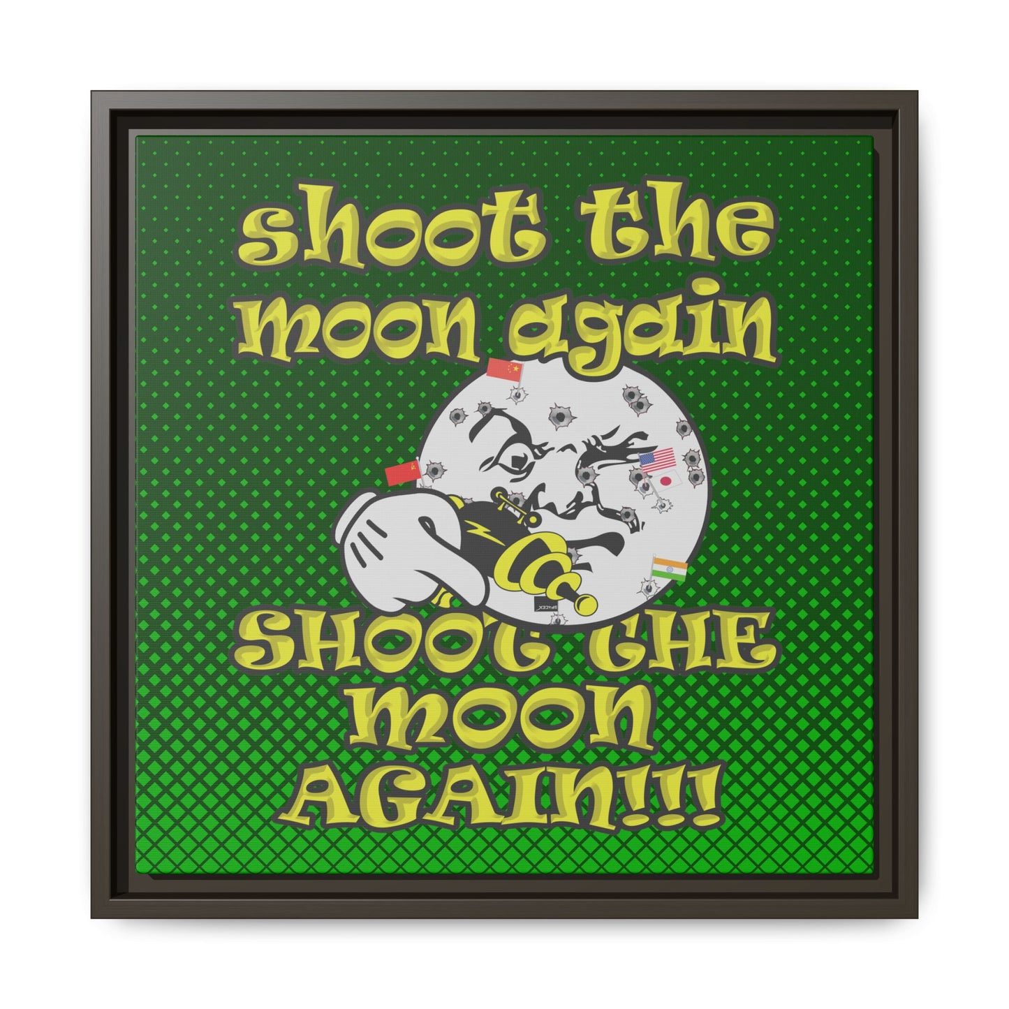 shoot the moon again - framed canvas art (logo green)
