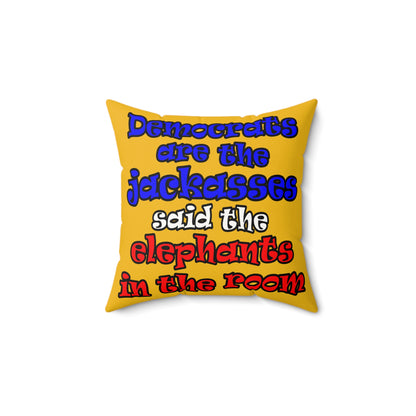 donkeys and elephants - Faux Suede Square Pillow - (yellow)