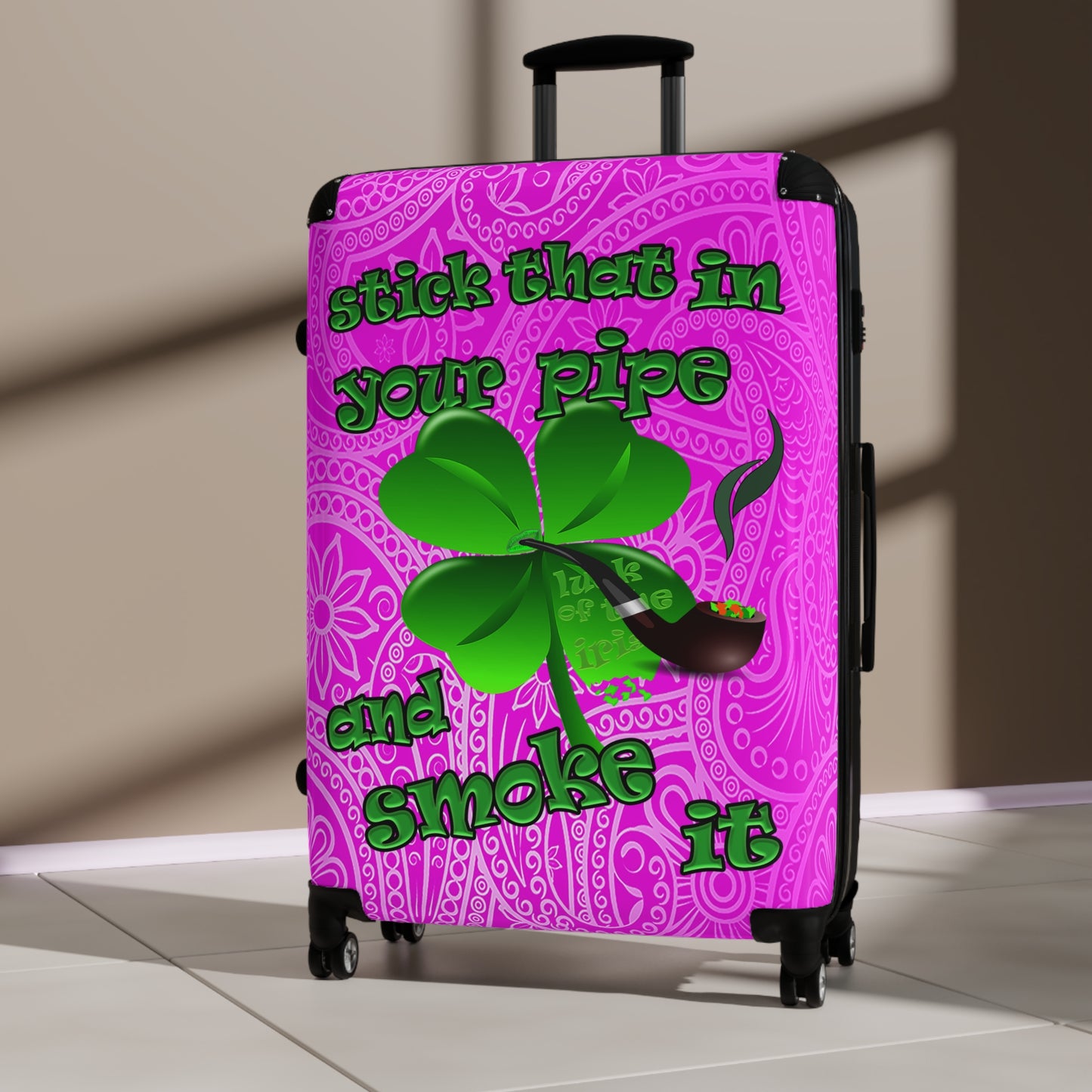 stick that in your pipe and smoke it - Suitcase (pink swirl)