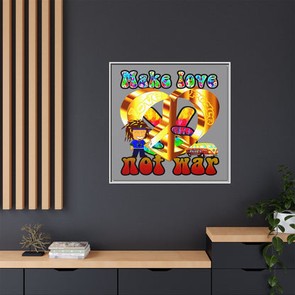 love peace - framed canvas art (grey)