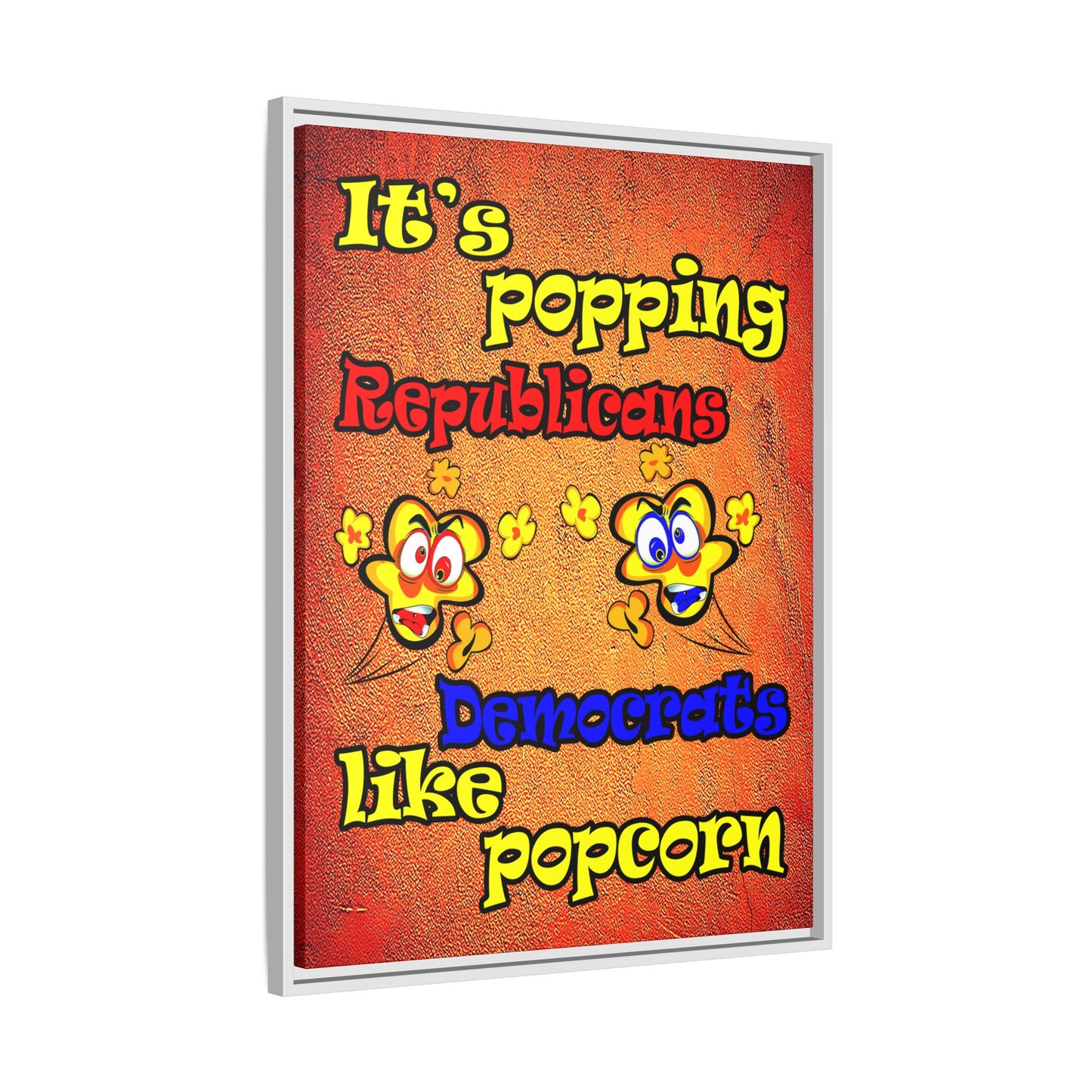 popping like popcorn - framed canvas art (burnt orange)