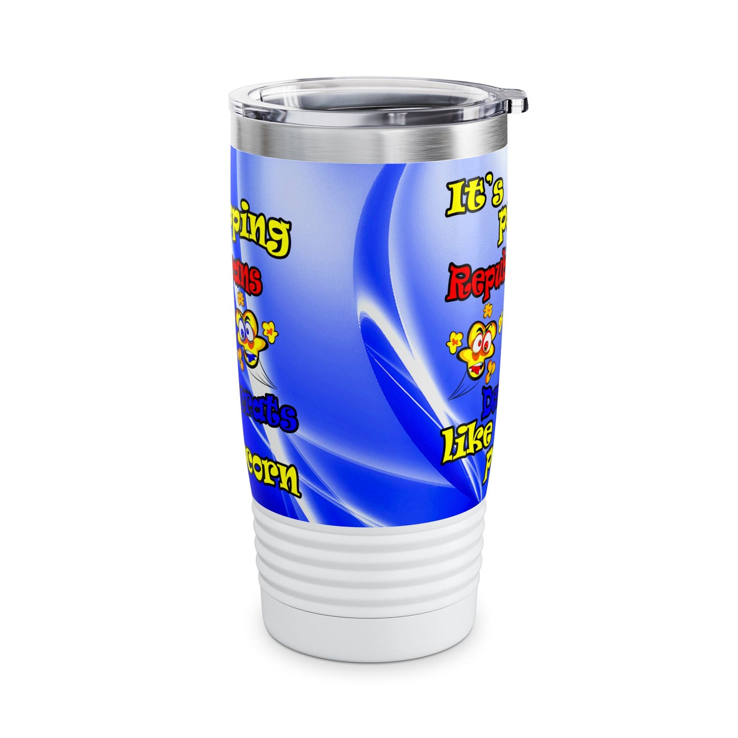 popping like popcorn - Ringneck Tumbler, 20oz (blue-white wave)