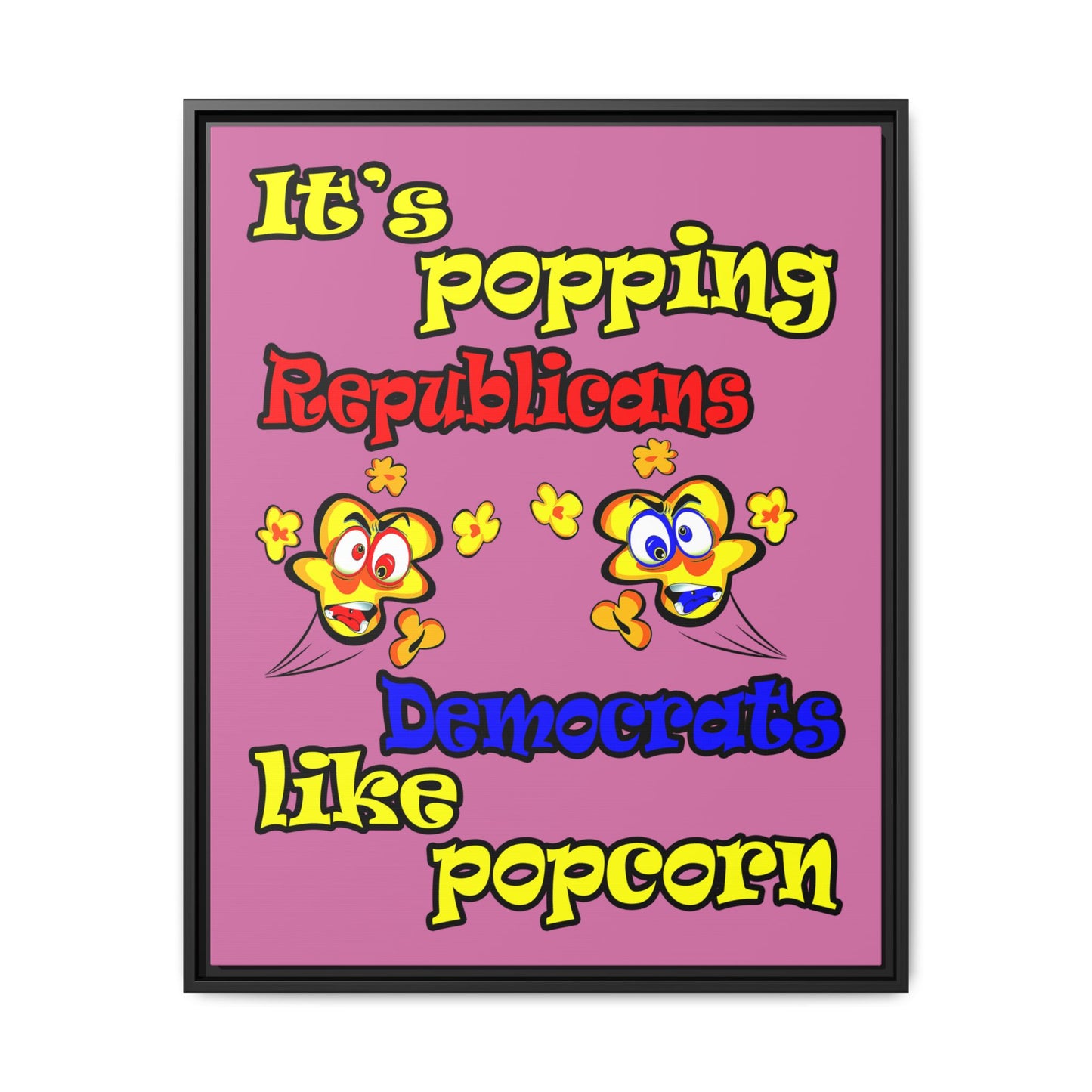 popping like popcorn - framed canvas art (light pink)