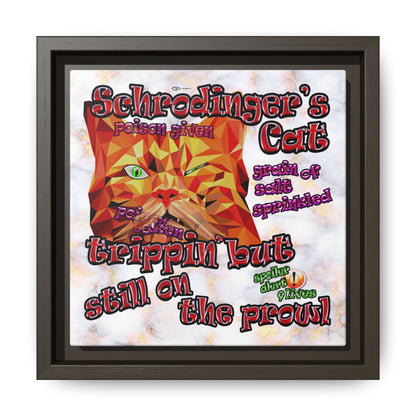 schrodinger's cat - framed canvas art (white marble)