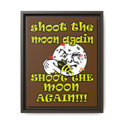 shoot the moon again - framed canvas art (brown)