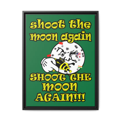 shoot the moon again - framed canvas art (dark green)