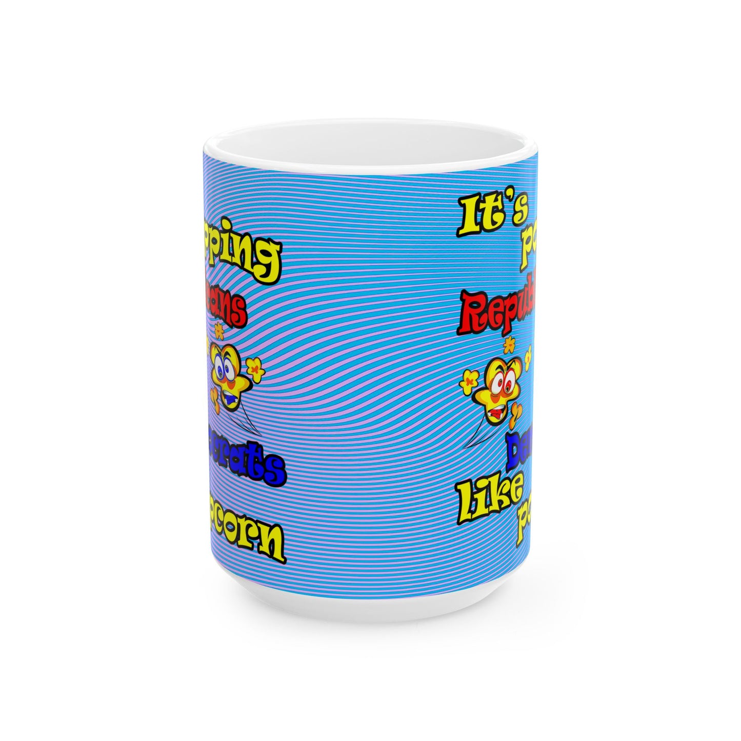 popping like popcorn - White Mug (light blue-purple wave)