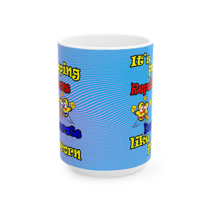 popping like popcorn - White Mug (light blue-purple wave)
