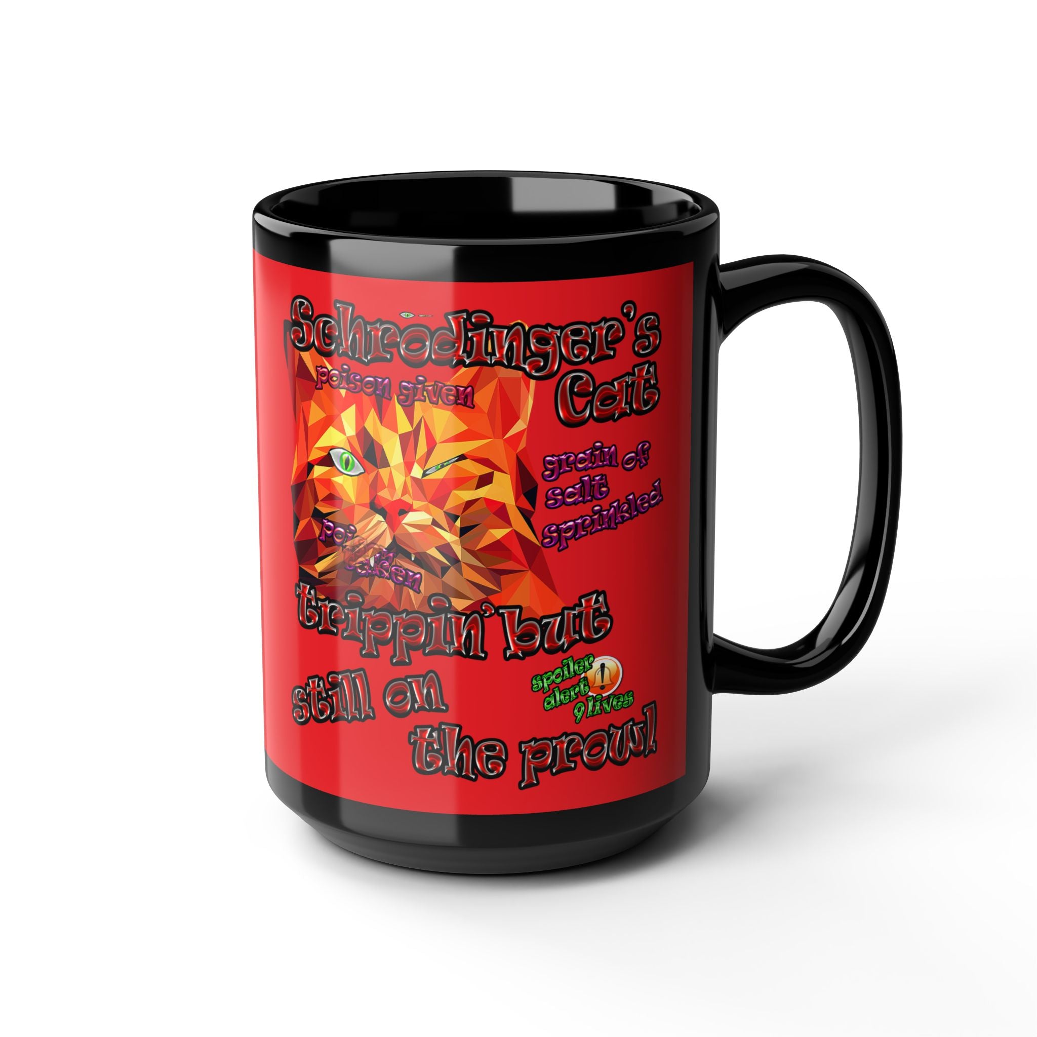 schrodinger's cat - Black Mug (red)