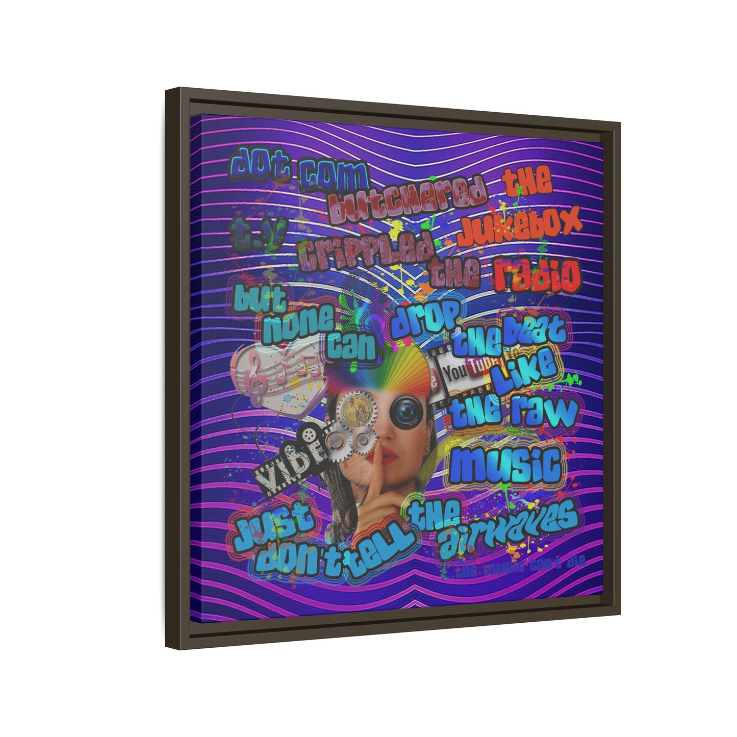 drop the beat - framed canvas art (purple wave)