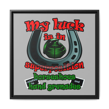 my luck - framed canvas art (light grey)