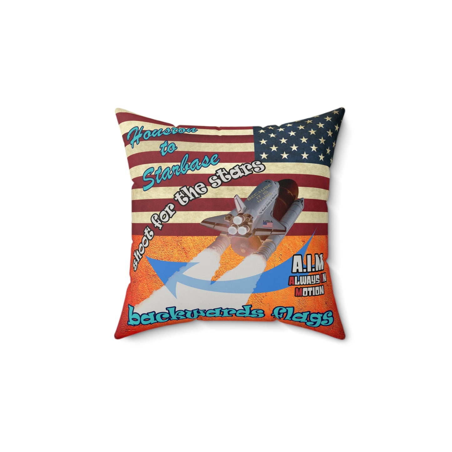 shoot for the stars - Faux Suede Square Pillow - (burnt orange)