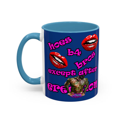 hoes b4 bros - Accent Mug (dark blue)