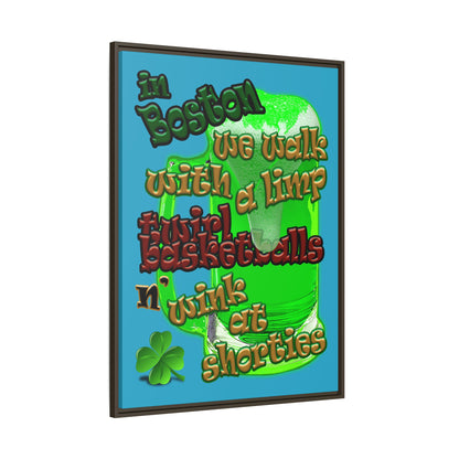 celtics logo - framed canvas art (turquoise)
