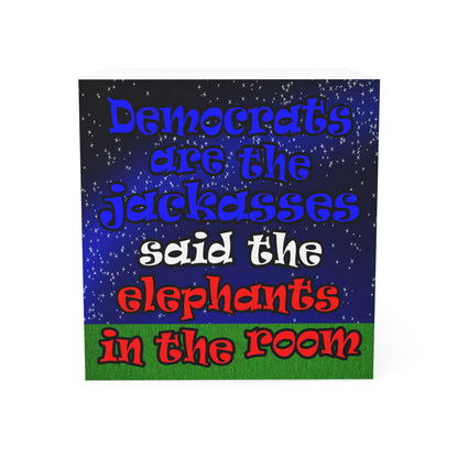 donkeys and elephants - note cube ('snoops' background)