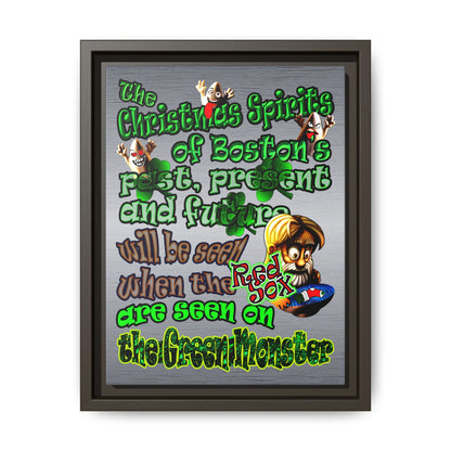 christmas spirits of boston - framed canvas art (brushed nickel)