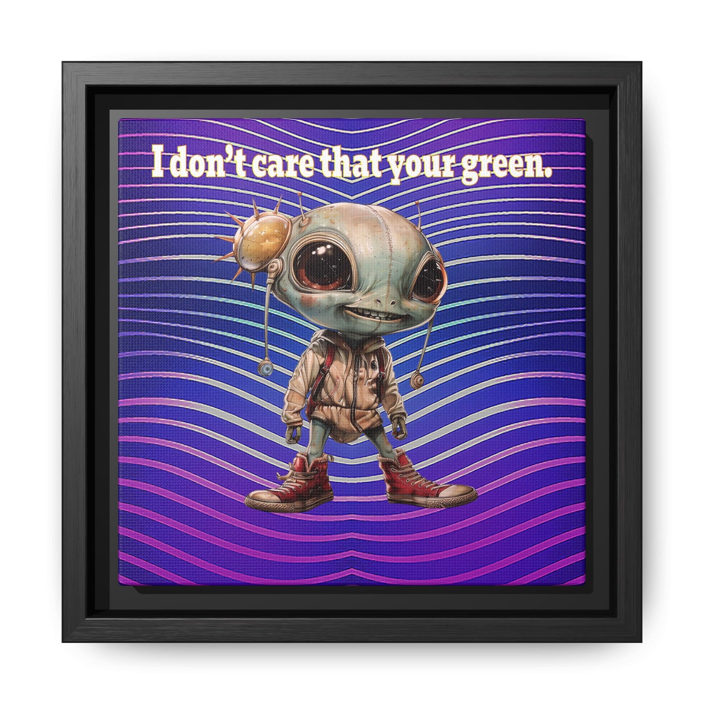 I don't care that your green - framed canvas art (purple wave)