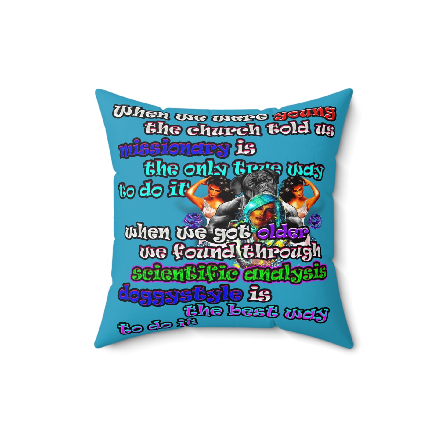 doggystyle - Spun Polyester Square Pillow - (turquoise)